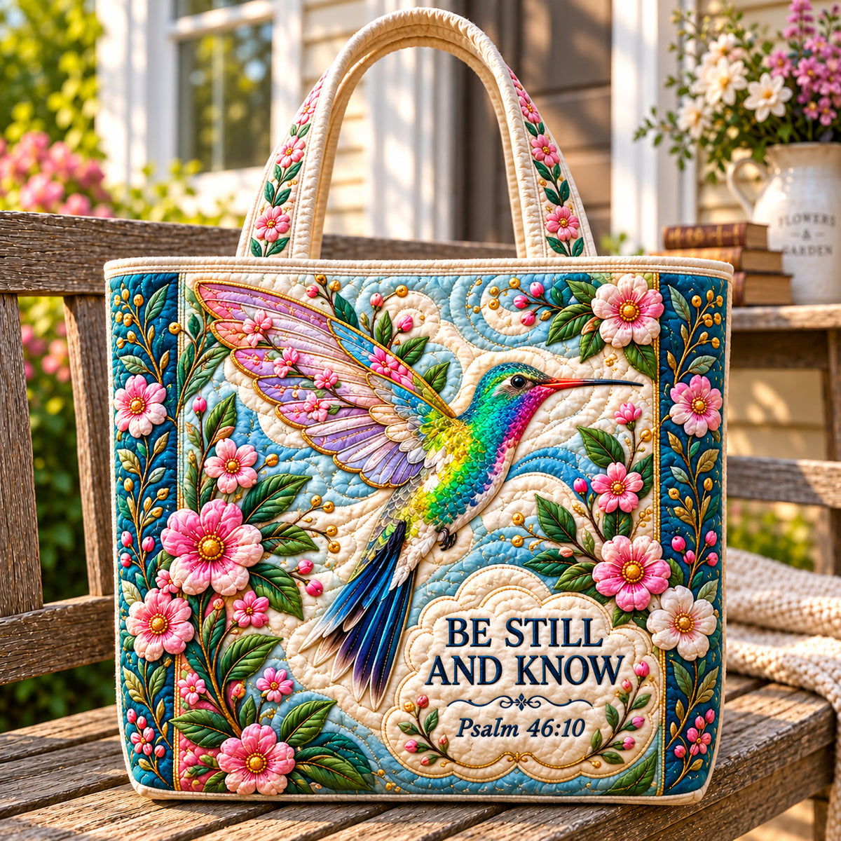 Hummingbird Harmony Quilted Tote Bag GFTONPT1242