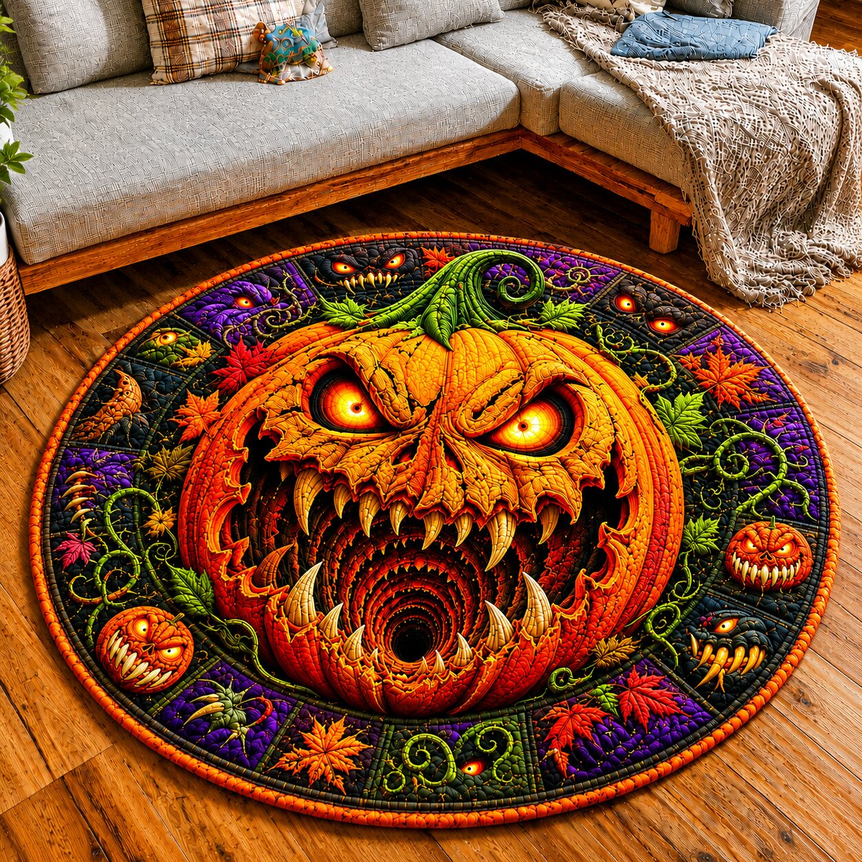 Pumpkin Charm Quilted Round Mat GFTONPT126