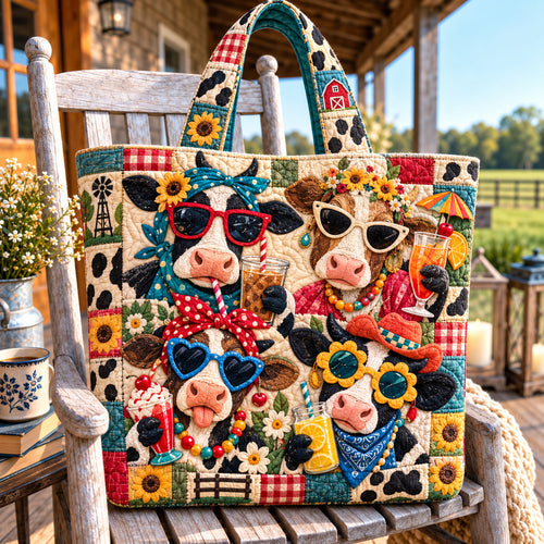 Farm Funky Cow Quilted Tote Bag GFTONPT1268