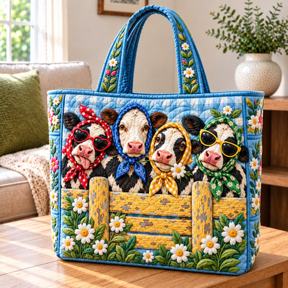 Crazy Funky Cow Quilted Tote Bag GFTONPT1269
