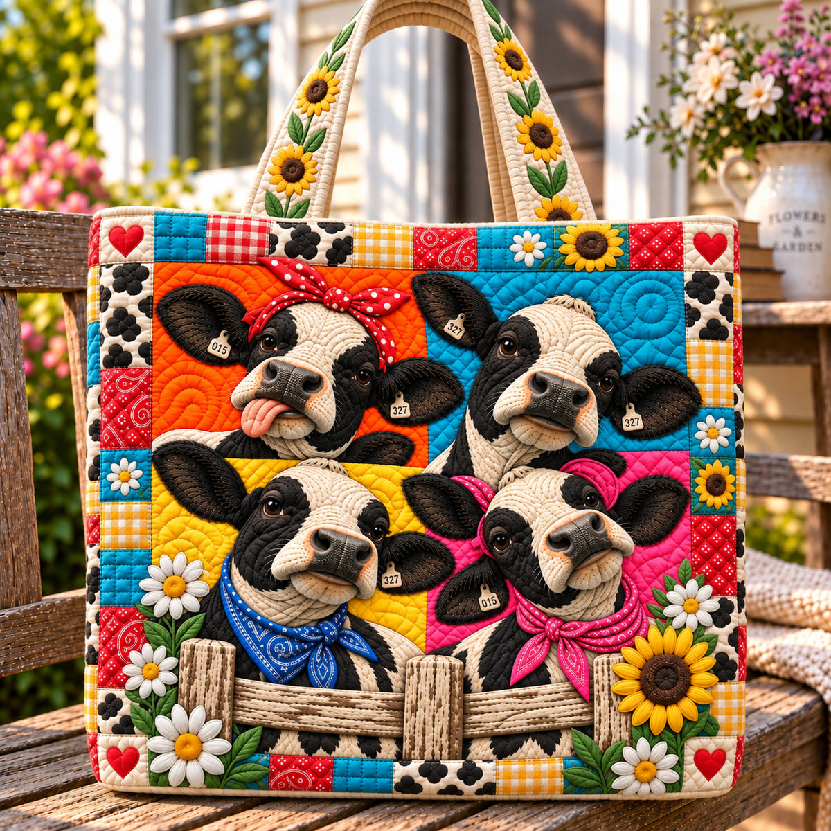 Funky Cow Quilted Tote Bag GFTONPT1271