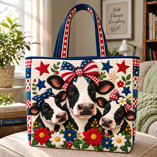 Patriotic Cow Quilted Tote Bag GFTONPT1272