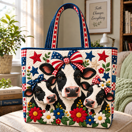 Patriotic Cow Quilted Tote Bag GFTONPT1272