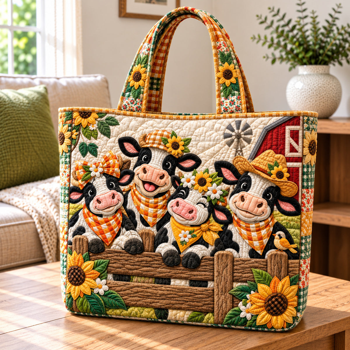 Happy Cow Quilted Tote Bag GFTONPT1273
