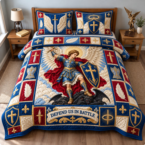 Saint Michael Courage 3-Piece Quilted Bedding Set GFTONPT1292