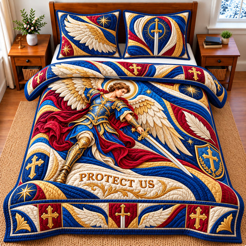 Saint Michael Protector 3-Piece Quilted Bedding Set GFTONPT1293