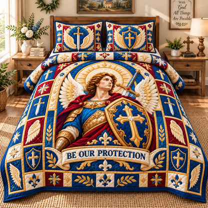 Saint Michael Victory 3-Piece Quilted Bedding Set GFTONPT1294