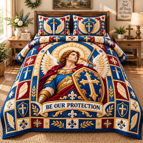 Saint Michael Victory 3-Piece Quilted Bedding Set GFTONPT1294