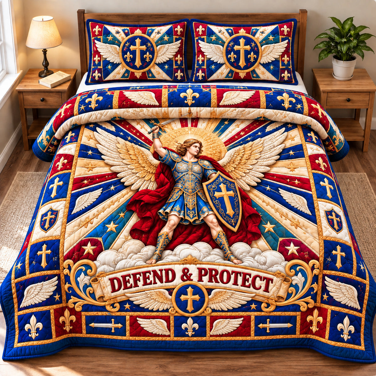 Saint Michael Warrior 3-Piece Quilted Bedding Set GFTONPT1297