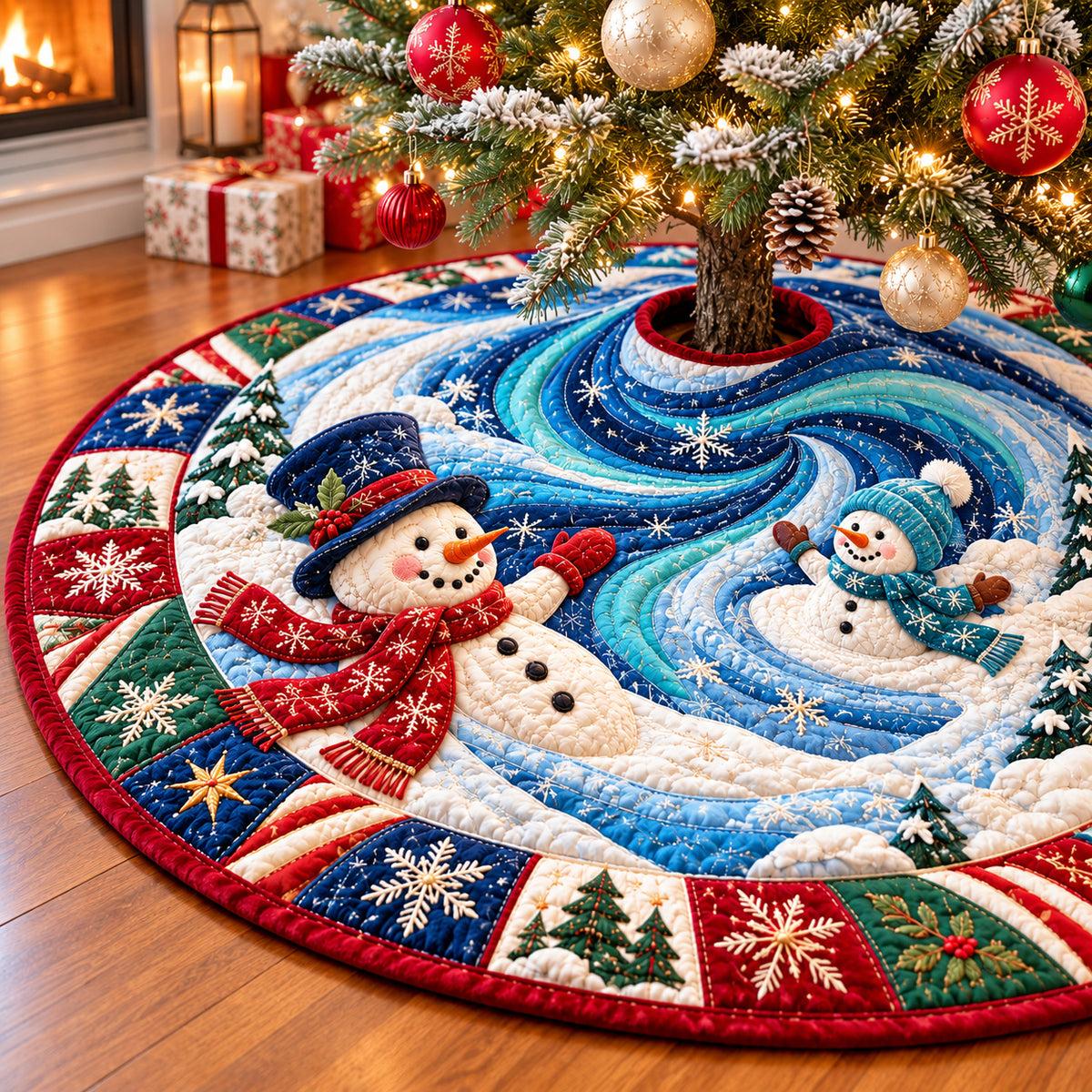 Snowman Snowy Adventure Quilted Tree Skirt GFTONPT1332