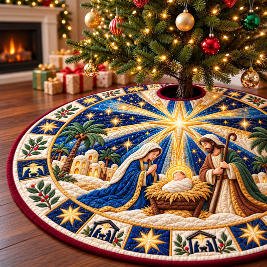 Nativity Bethlehem Blessing Quilted Tree Skirt GFTONPT1334