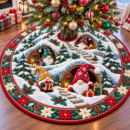 Gnomes Woodland Adventure Quilted Tree Skirt GFTONPT1341