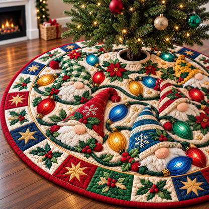 Gnomes Forest Friends Quilted Tree Skirt GFTONPT1343