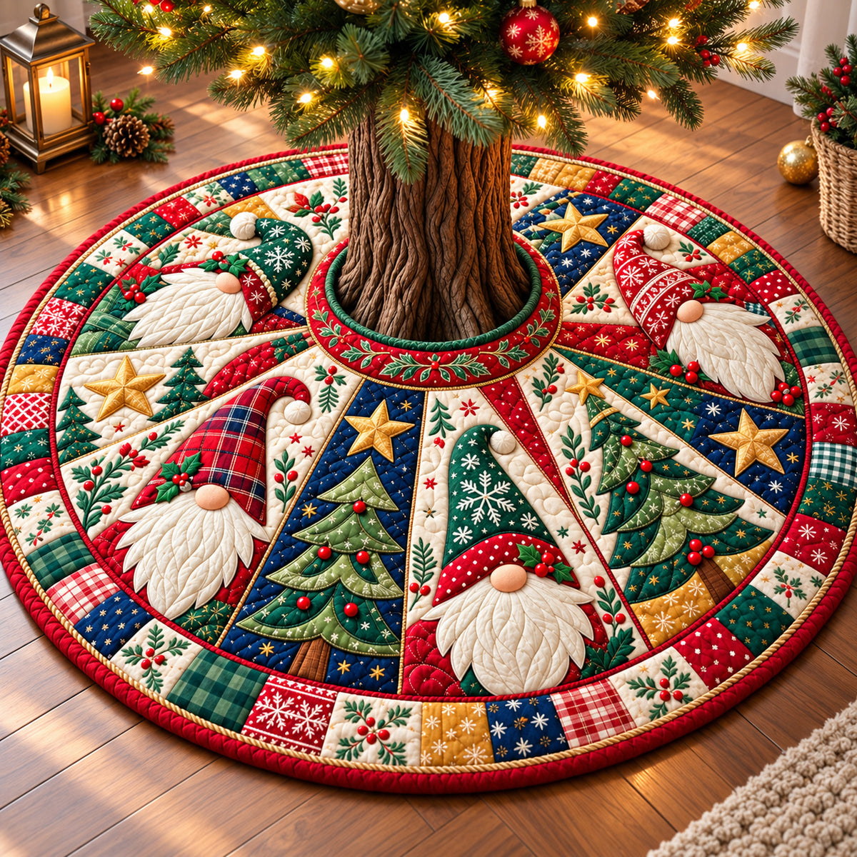 Gnomes Country Charm Quilted Tree Skirt GFTONPT1344