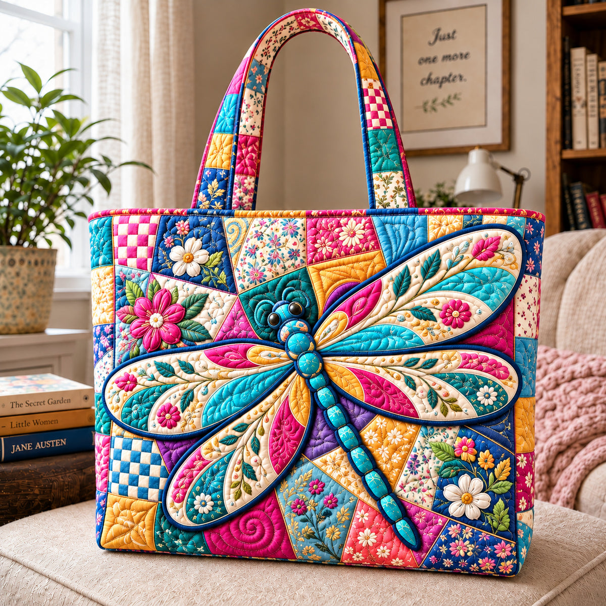 Dragonfly Garden Quilted Tote Bag GFTONPT1346