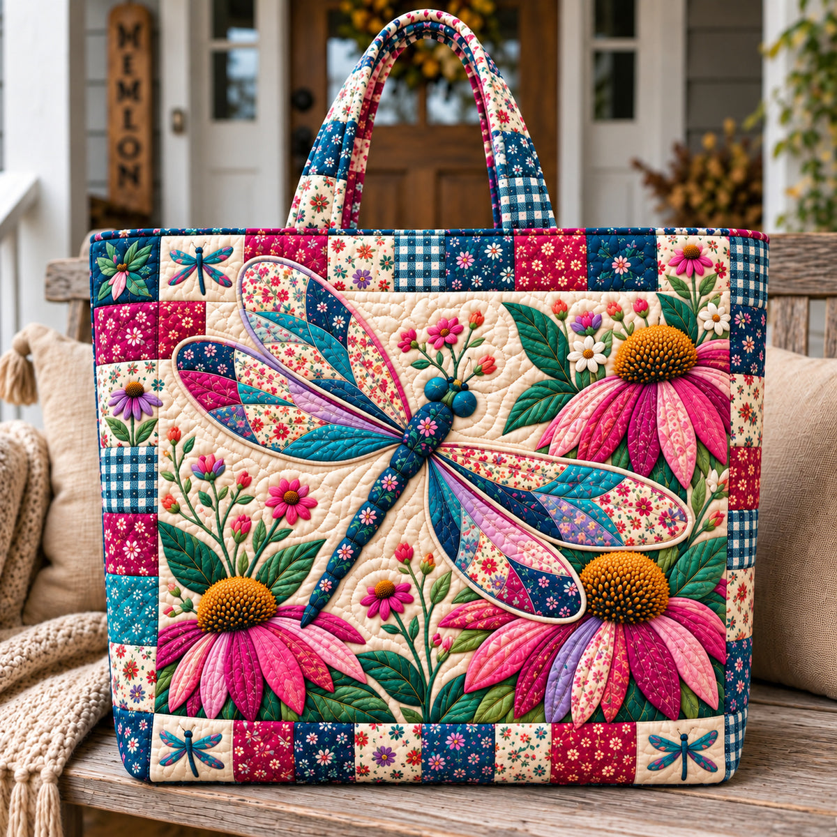 Dragonfly Magic Quilted Tote Bag GFTONPT1347