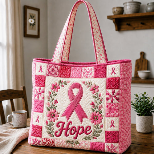 Hope Ribbon Quilted Tote Bag GFTONPT135
