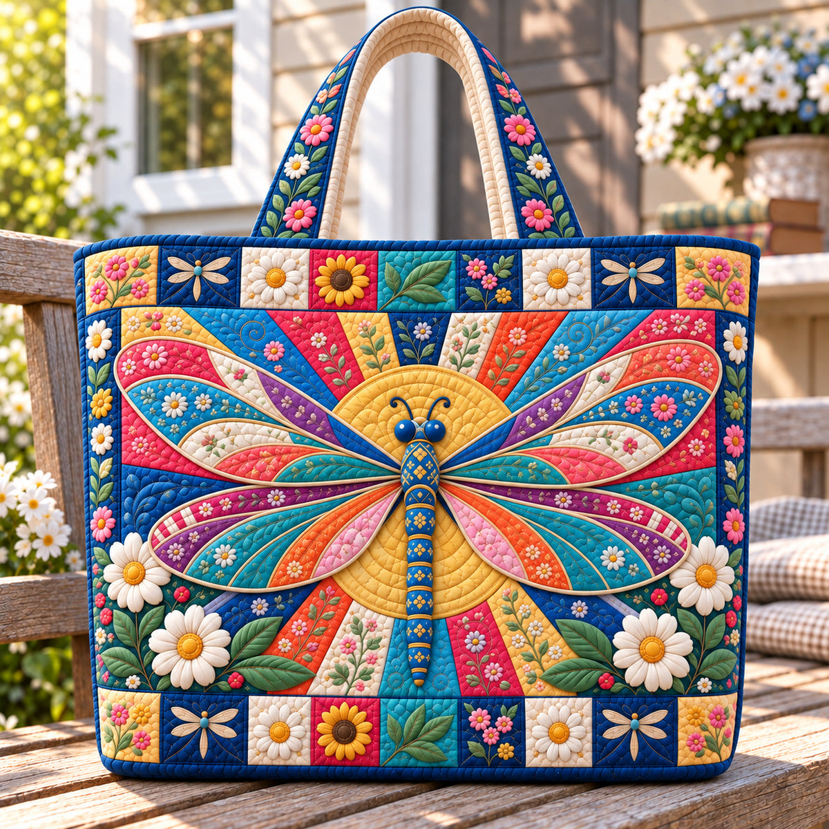 Dragonfly Blossom Quilted Tote Bag GFTONPT1351