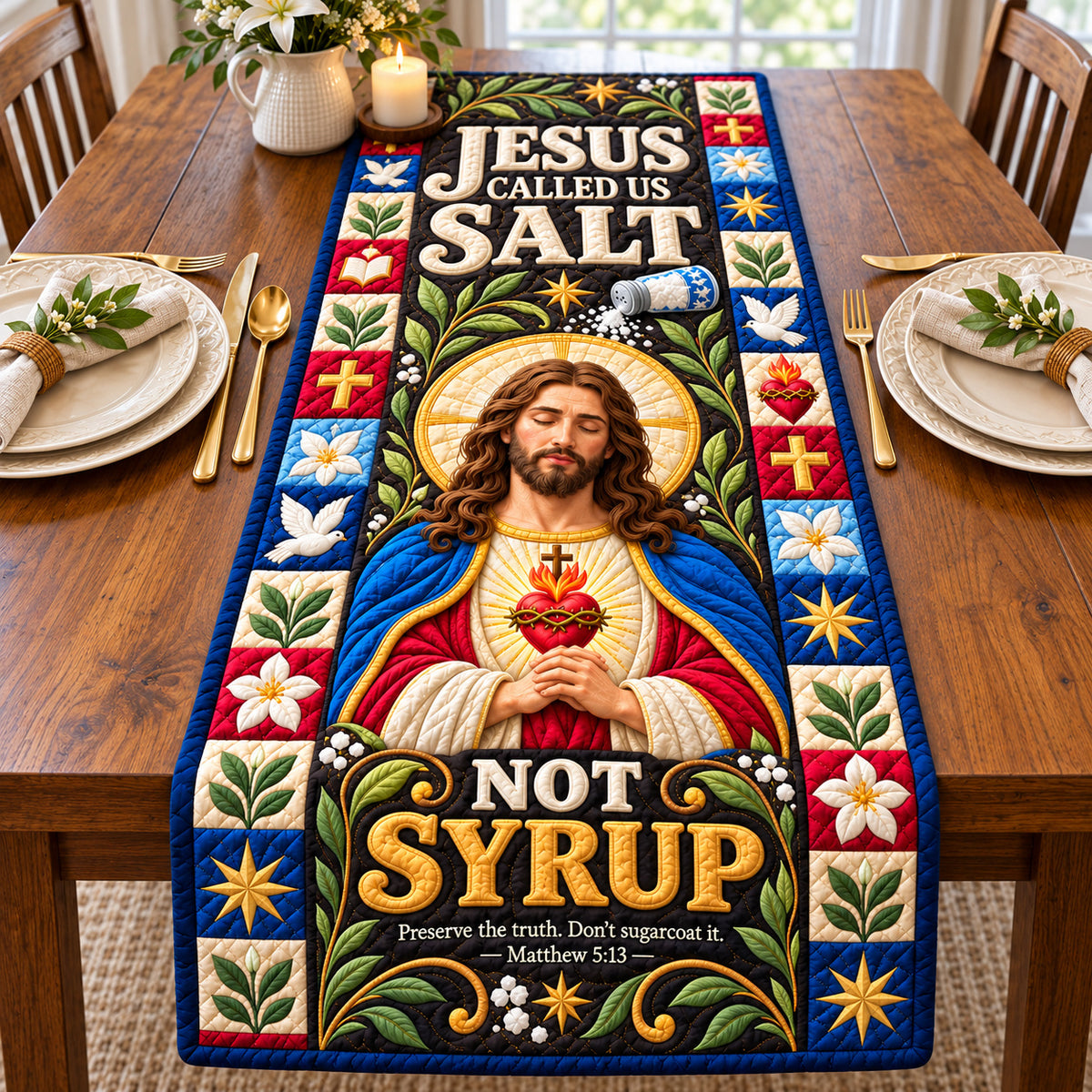 Christian Faith Hope Quilted Table Runner GFTONPT1383