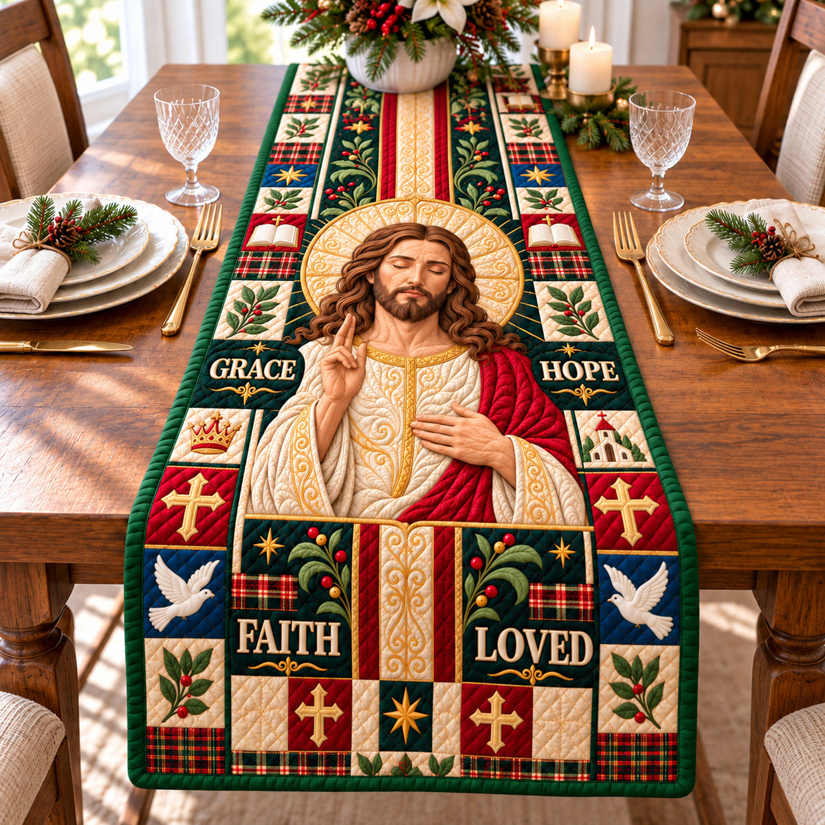 Christian Faith Promise Quilted Table Runner GFTONPT1386
