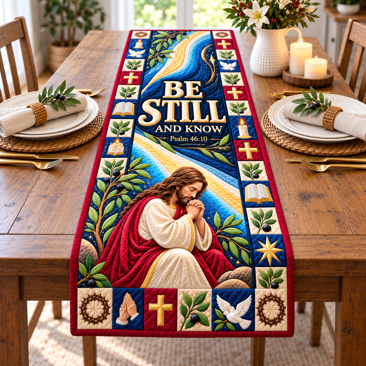 Christian Faith Strength Quilted Table Runner GFTONPT1387