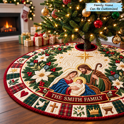 Personalized Nativity Manger Story Quilted Tree Skirt QTCUZ GFTONPT1390