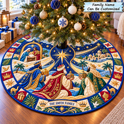 Personalized Nativity Sacred Star Quilted Tree Skirt QTCUZ GFTONPT1391