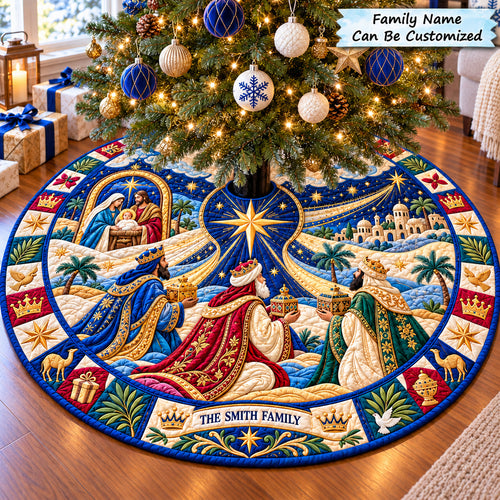 Personalized Nativity Sacred Star Quilted Tree Skirt QTCUZ GFTONPT1391