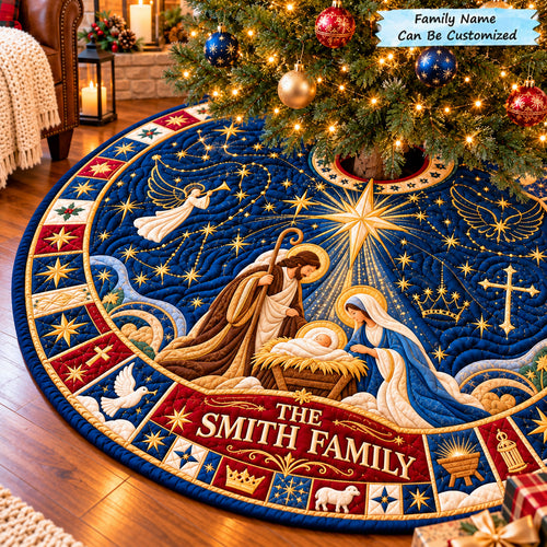 Personalized Nativity Heavenly Grace Quilted Tree Skirt QTCUZ GFTONPT1392