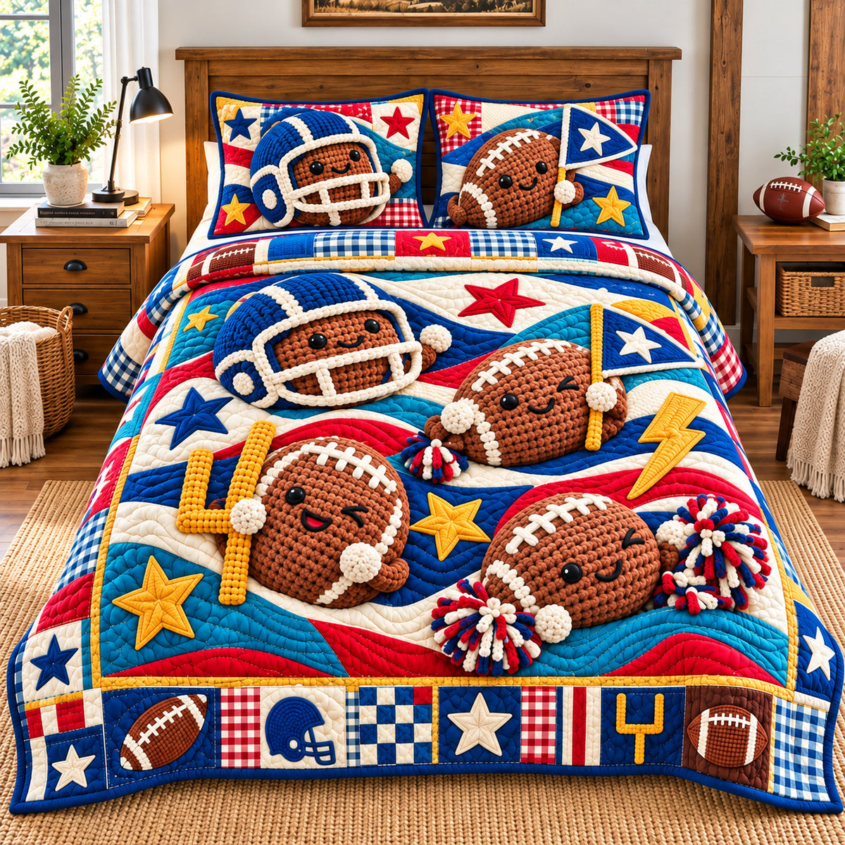 Football Game Legends 3-Piece Quilted Bedding Set GFTONPT1396