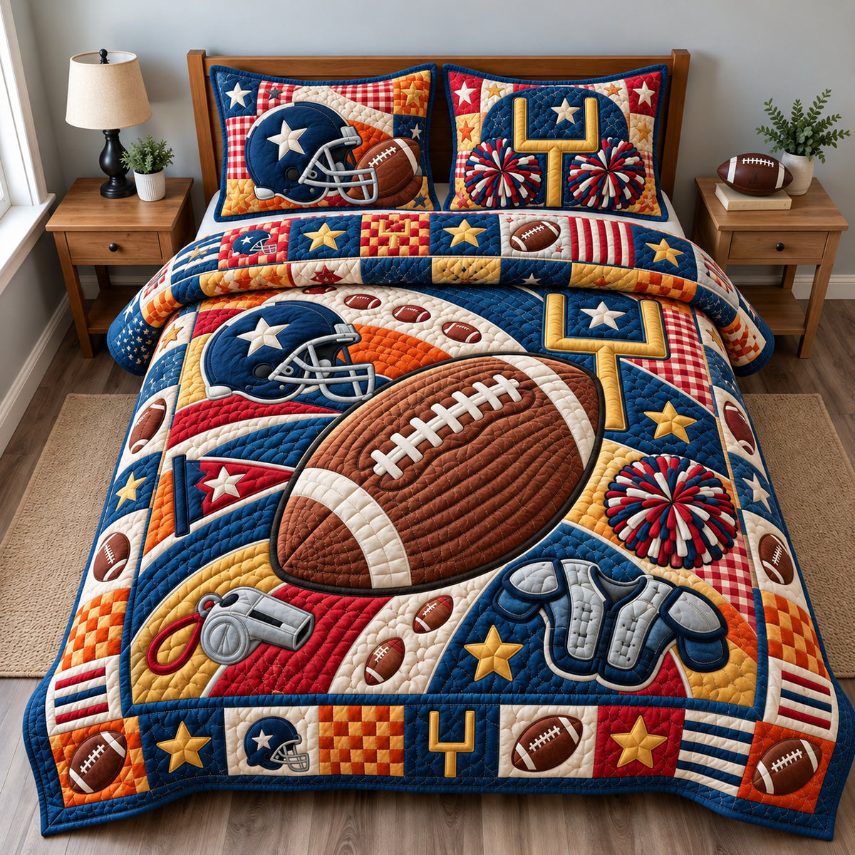 Football Stadium Energy 3-Piece Quilted Bedding Set GFTONPT1397