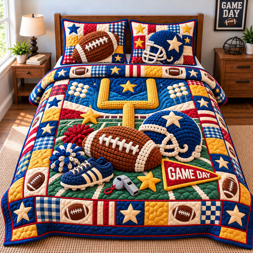 Football Victory Season 3-Piece Quilted Bedding Set GFTONPT1398