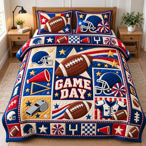 Football Sunday Tradition 3-Piece Quilted Bedding Set GFTONPT1399