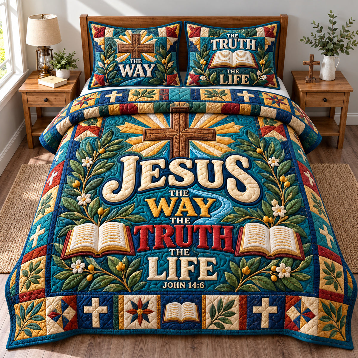 God Bible Verse 3-Piece Quilted Bedding Set GFTONPT1439