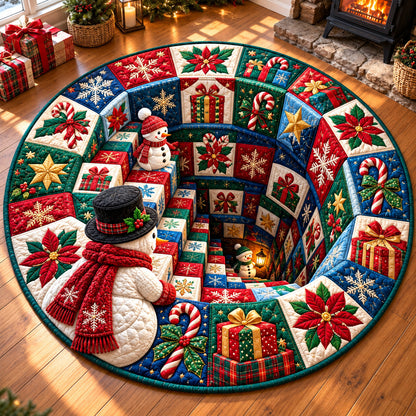 Snowman Frosty Village Quilted Round Mat GFTONPT1446