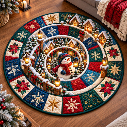 Snowman Holiday Gather Quilted Round Mat GFTONPT1449