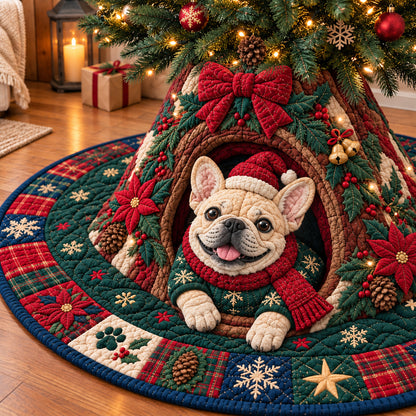 Christmas French Bulldog Wishes Quilted Tree Skirt GFTONPT1471