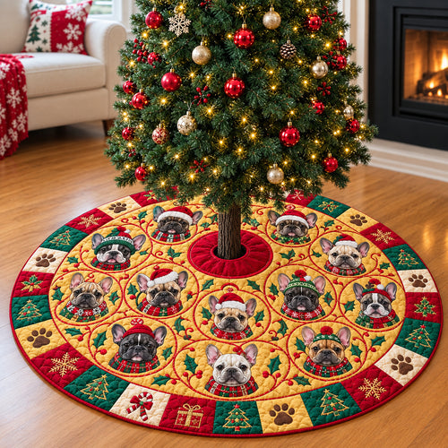 Christmas French Bulldog Wonderland Quilted Tree Skirt GFTONPT1474