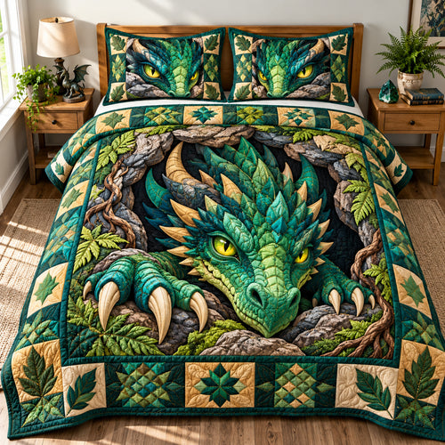 Dragon Mystic Kingdom 3-Piece Quilted Bedding Set GFTONPT1475