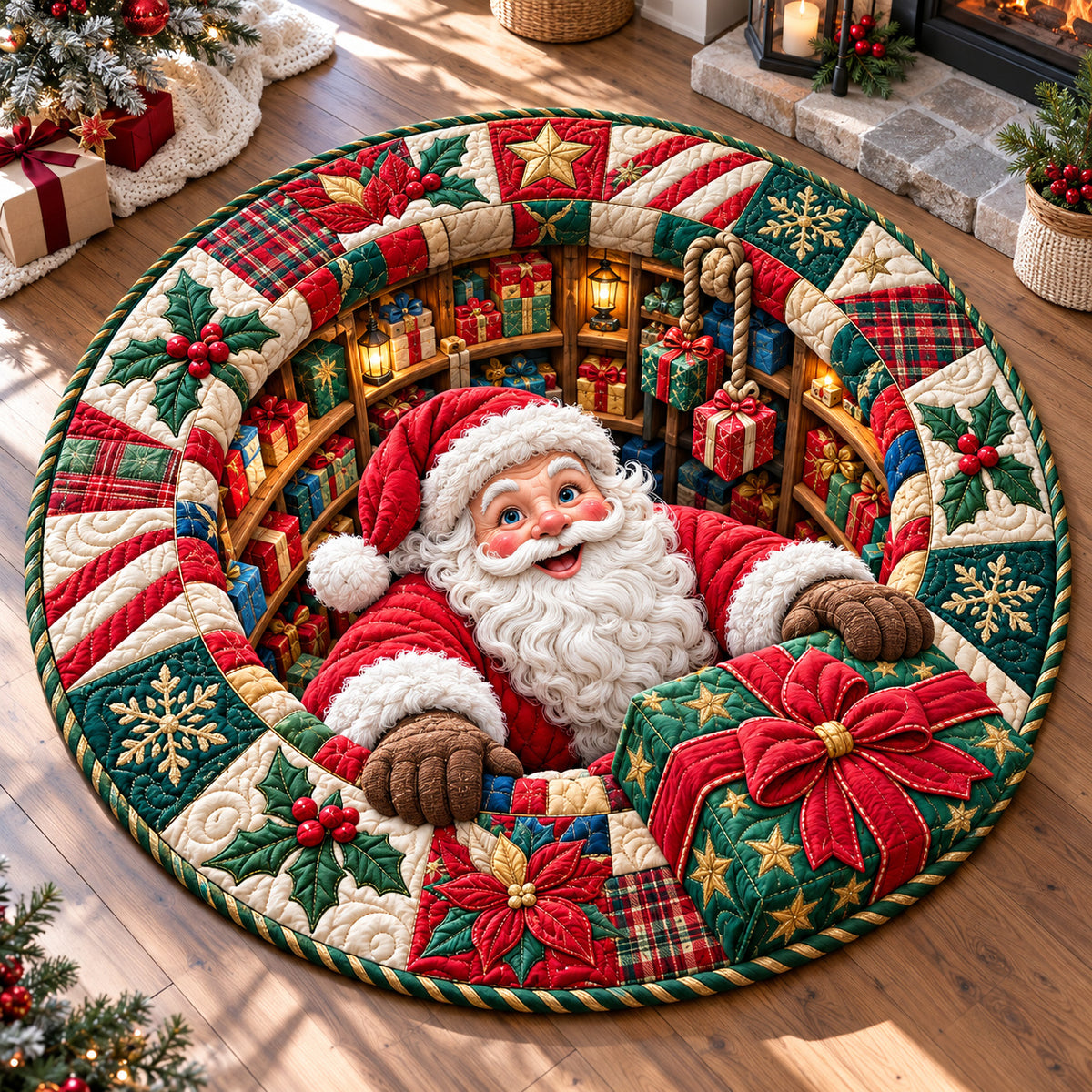 Santa Claus Magics Quilted Round Mat GFTONPT1487