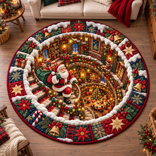 Santa Claus Merry Quilted Round Mat GFTONPT1488