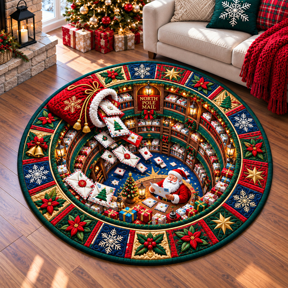 Santa Claus Joys Quilted Round Mat GFTONPT1491
