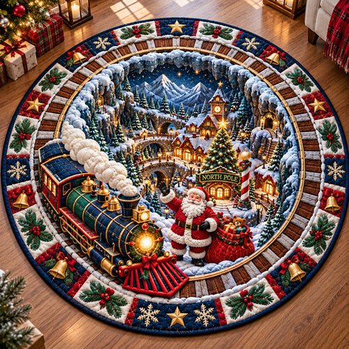 Santa Claus Happy Quilted Round Mat GFTONPT1492