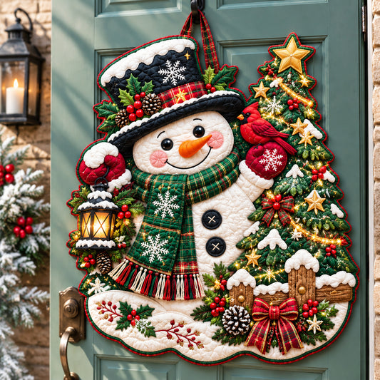 Christmas Village Snowman Custom Shape Quilted Door Hanger GFTONPT1523