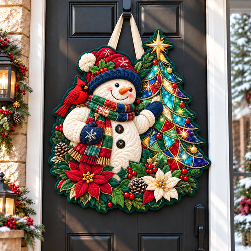 Magical Snowman Winter Custom Shape Quilted Door Hanger GFTONPT1524