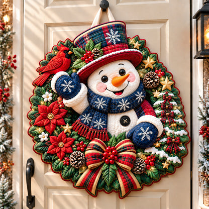 Gathering Snowman Holiday Custom Shape Quilted Door Hanger GFTONPT1526
