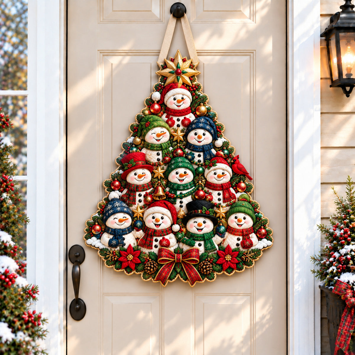 Snowman Snowy Wonderland Custom Shape Quilted Door Hanger GFTONPT1527