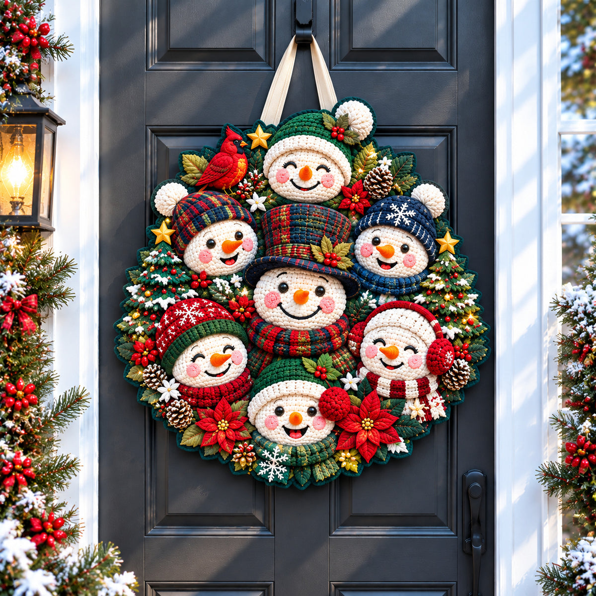 Snowman Christmas Friends Custom Shape Quilted Door Hanger GFTONPT1528
