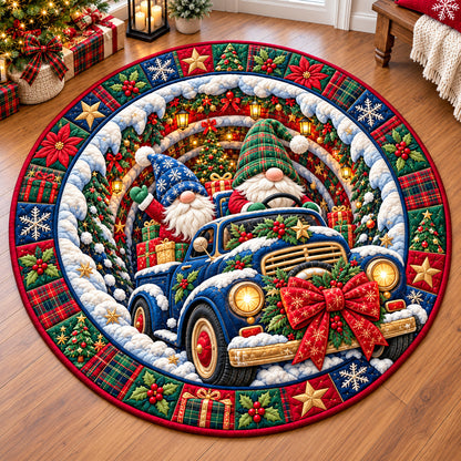 Christmas Gnome Cottage Quilted Round Mat GFTONPT1530