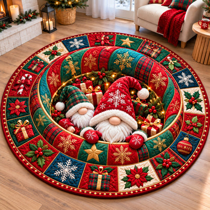 Christmas Gnome Forest Quilted Round Mat GFTONPT1531